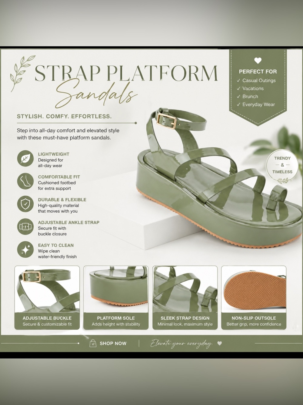 Cato Strap Platform Faux Patent Leather Sandals